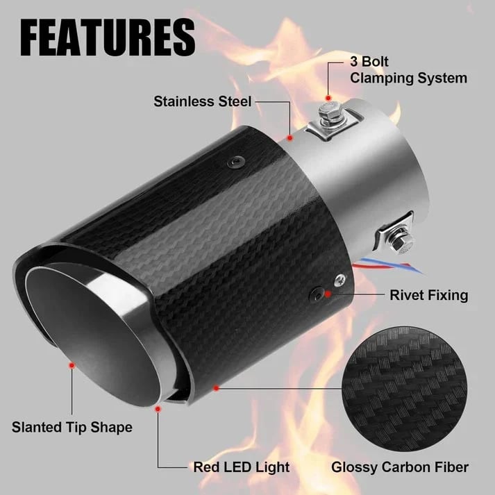 🔴 Universal LED Exhaust Tip Light – Bold Red Rear Glow, Straight Fit