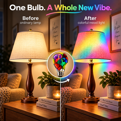 Stained Glass Rainbow LED Bulb – Colorful Ambient Mood Light for Any Lamp