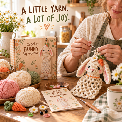 🔥Buy 3, Get 1 Free—Today Only 🔥🔥– 🌼 Cottage Harvest Keepers™ — Crochet Animal Bag Holder DIY Kit
