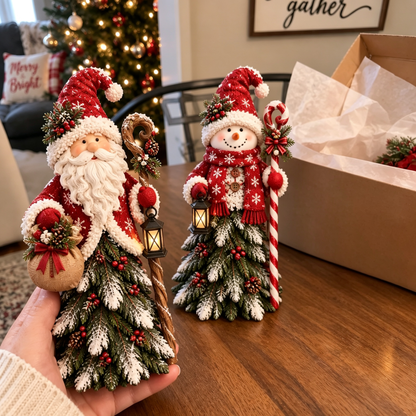 🎅Christmas Resin Figurine | ⛄Snowman Santa Claus Tabletop Decor, Christmas Tree Base Design Holiday Ornament