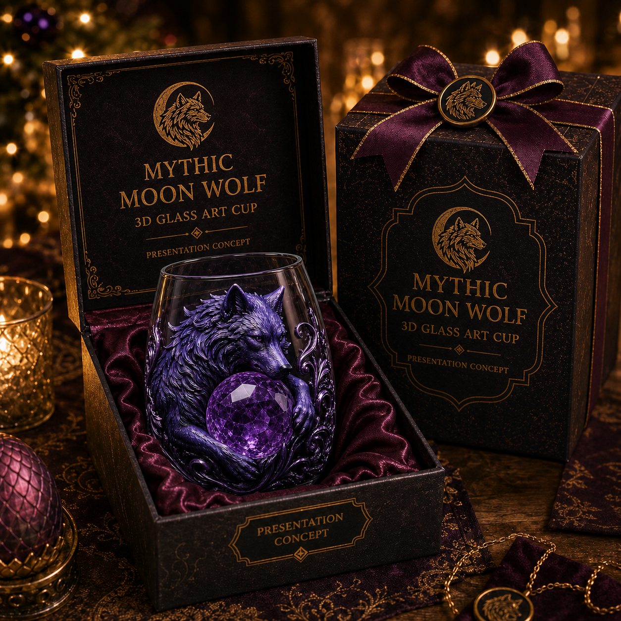 🐺🌙 3D Mythic Moon Wolf Glass Art Cup | Luxury Raised Fantasy Glassware for Whiskey, Home Bar Décor & Legendary Gifts 🎁
