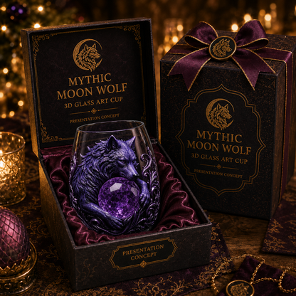 🐺🌙 3D Mythic Moon Wolf Glass Art Cup | Luxury Raised Fantasy Glassware for Whiskey, Home Bar Décor & Legendary Gifts 🎁