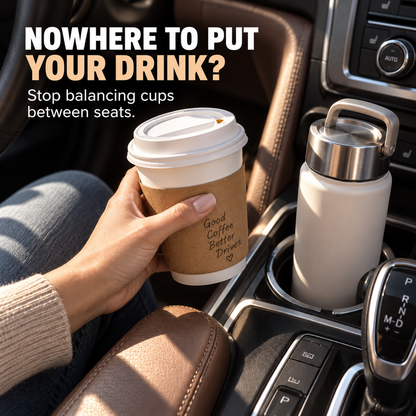 🚗 Universal Foldable Car Cup Holder – Space-Saving Drink & Phone Organizer