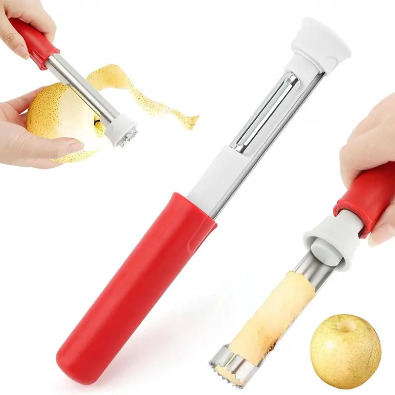 🍎🔪 2-in-1 Apple Corer & Peeler – Faster Fruit Prep with One Stainless Steel Tool