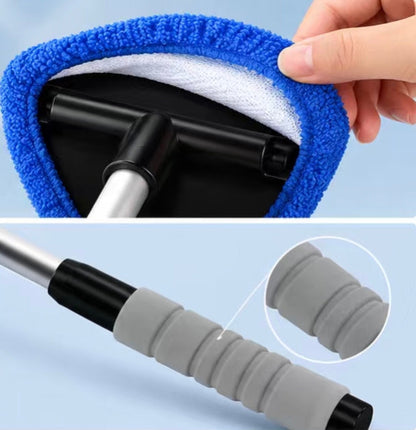 180° Swivel Windshield Cleaner 🚘 – Long-Reach Kit with 6 Pads, Brush & Spray Bottle