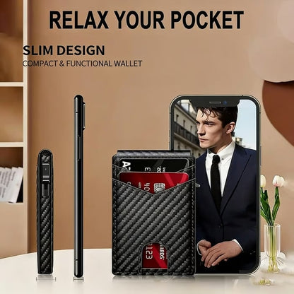🔥🔥Wallet for Men - with Pop Up Aluminum Case Slim Slots Credit Card Holder RFID Blocking Bifold Minimalist Wallet