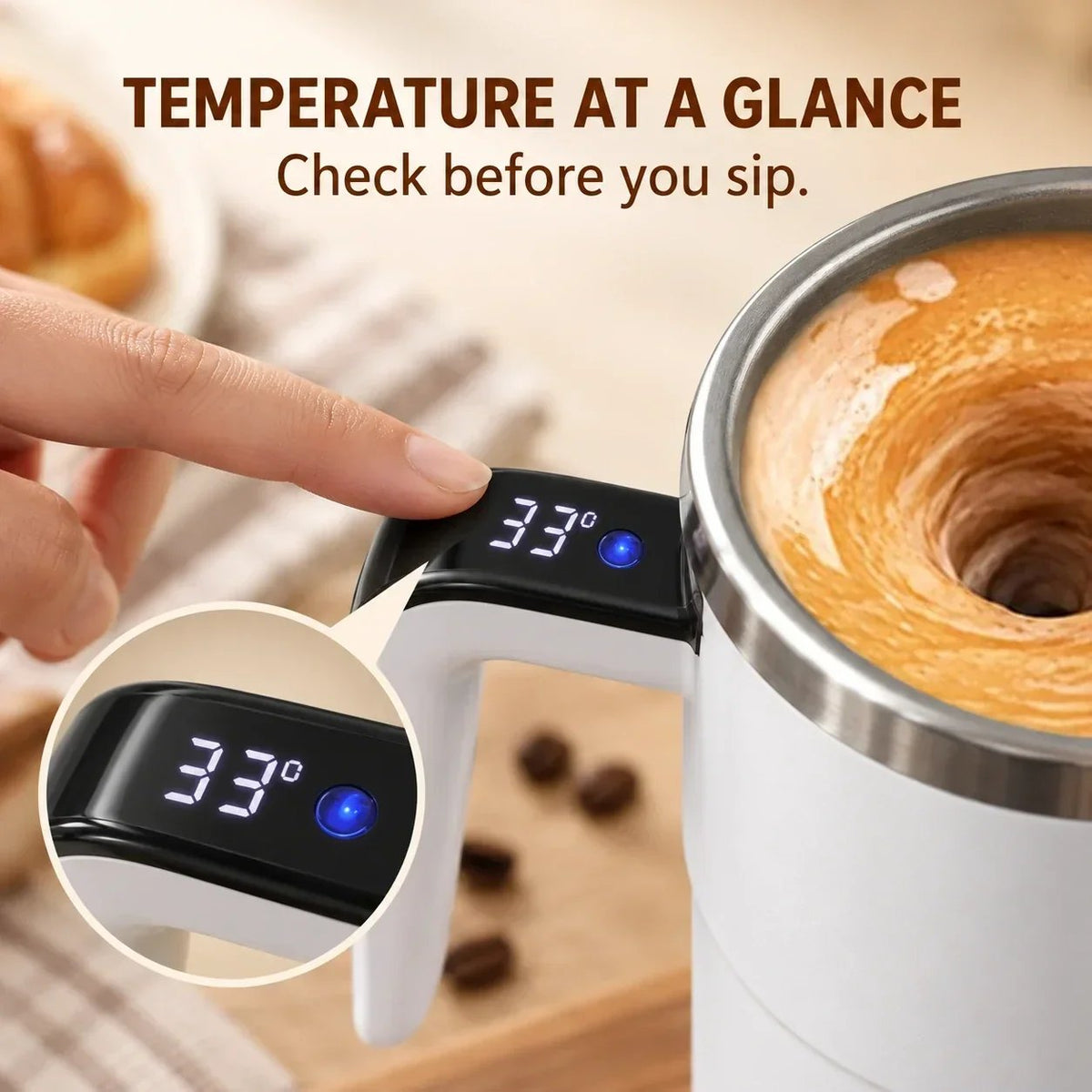 ☕ Rechargeable Auto-Mixing Mug – Hands-Free Stirring for Coffee & More