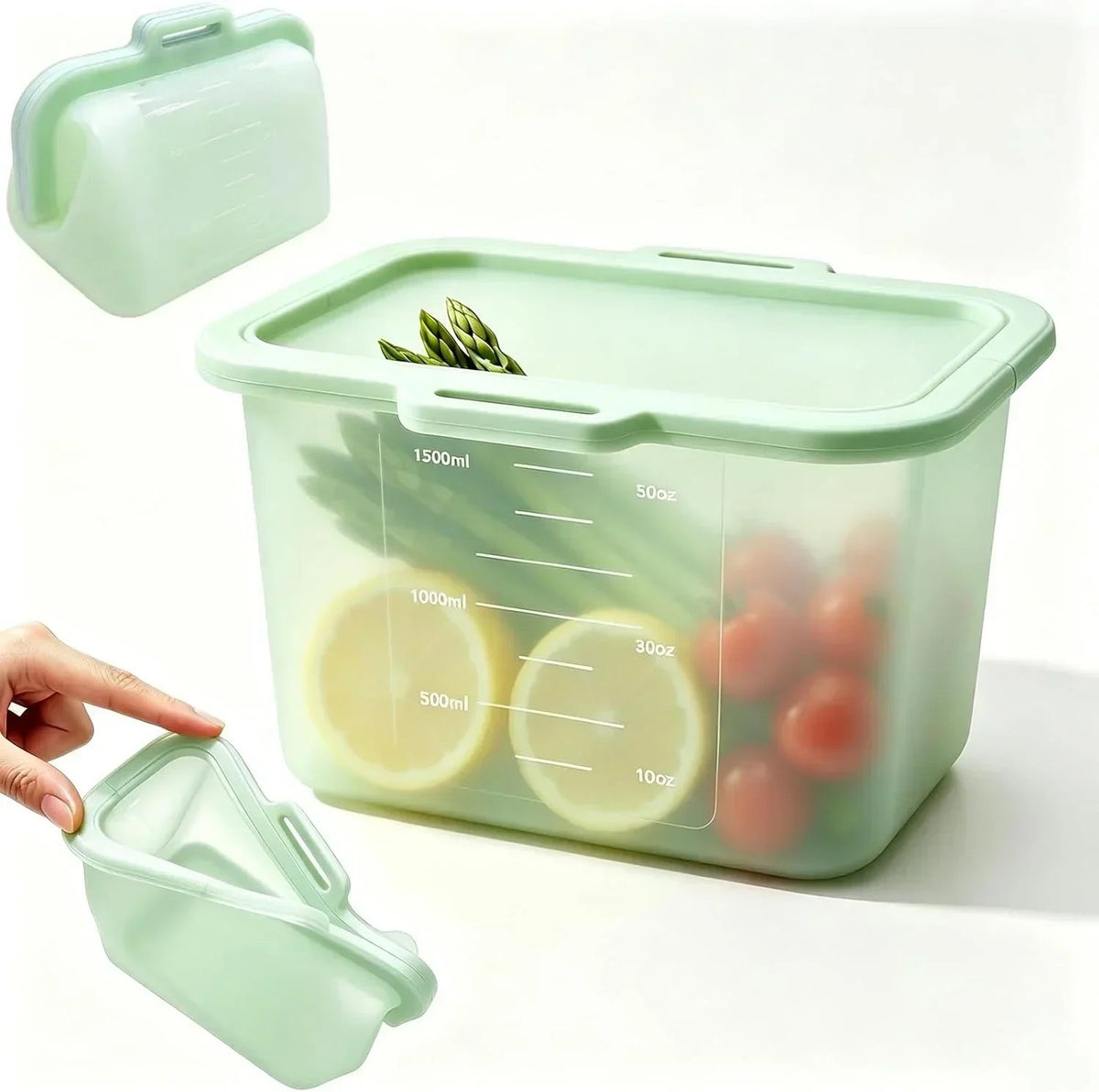 ✨💥🥬Reusable Silicone Food Storage Bags, Magnetic Seal, 50oz