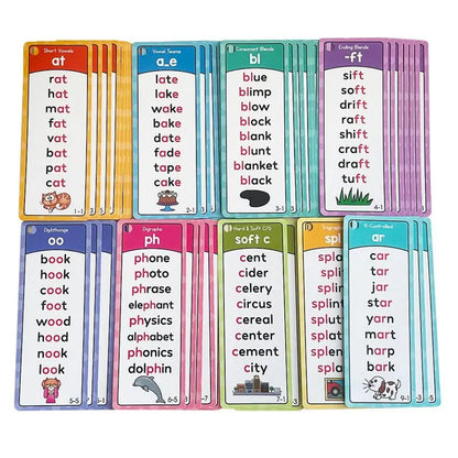 🌟 Phonics Flash Cards for Preschoolers, 117 Sound Families and 900+ Rhyming Words for Fun Early Reading Practice – 1 Set