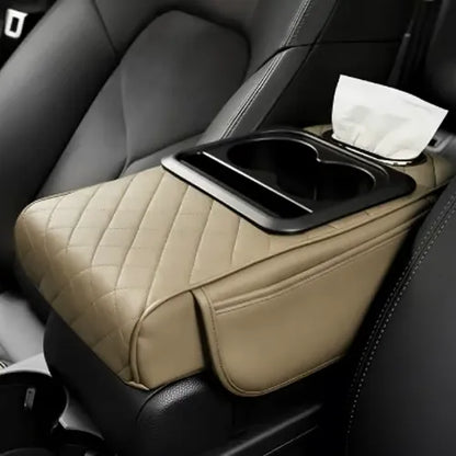 Black PU Leather Center Console Armrest Pad – Sleek Multipurpose Protection 🚗