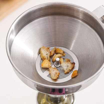 304 Stainless Steel Funnel 🍯 – Removable Strainer & Easy-Pour Handle