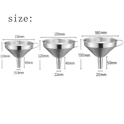 304 Stainless Steel Funnel 🍯 – Removable Strainer & Easy-Pour Handle