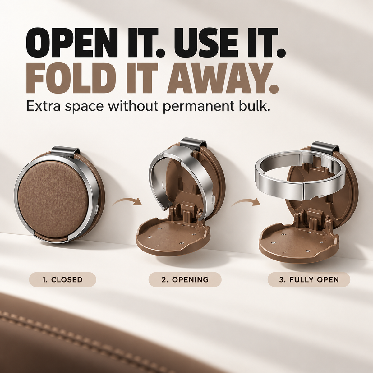 🚗 Universal Foldable Car Cup Holder – Space-Saving Drink & Phone Organizer