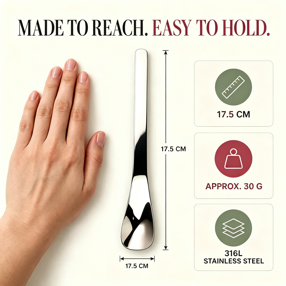 🥄Long-Handle 316L Stainless Steel Dessert Spoon