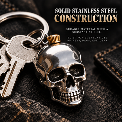 💀 Rugged Stainless Steel Skull Keychain – Bold Gothic EDC Accessory for Motorcycle Riders and Biker Gifts