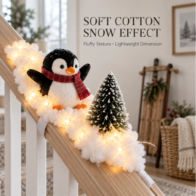 🐧 Penguin Christmas Stair Decor –❄️ Cozy Snowy Holiday Accent for Your Home