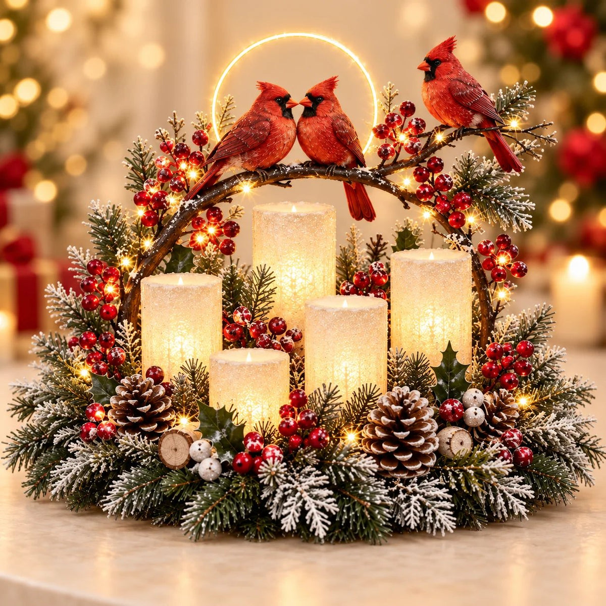 🎄 Glödande juldekoration med varmt, flamlöst ljus ✨🕯️