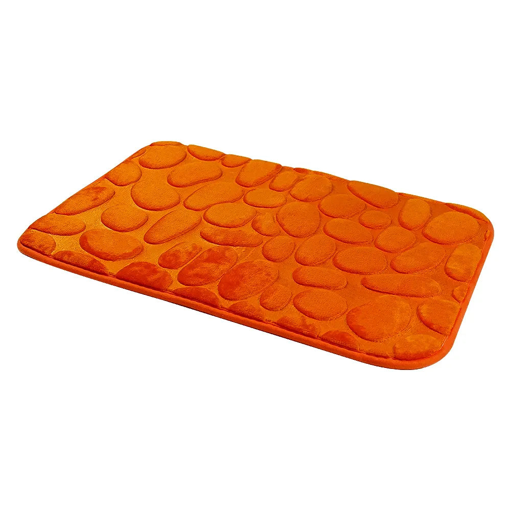 🛁 Cobblestone-Textured Bath Mat – Soft Bathroom Rug, Gray 40×60cm