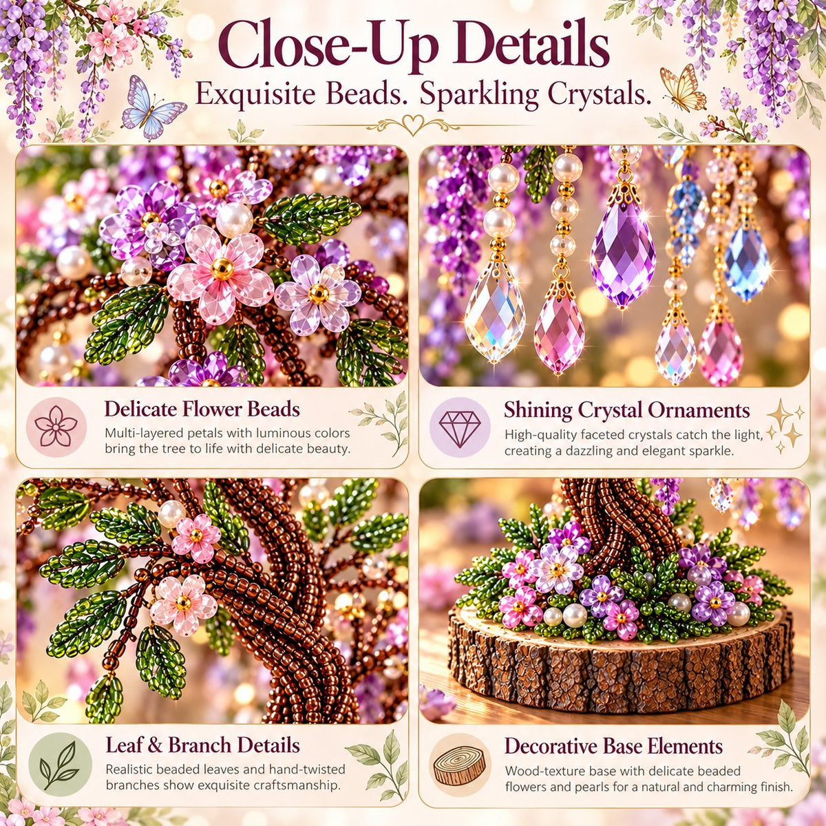 💎🌳 DIY Beaded Gem Tree Kit – Create Your Own Sparkling Crystal Tree Decor