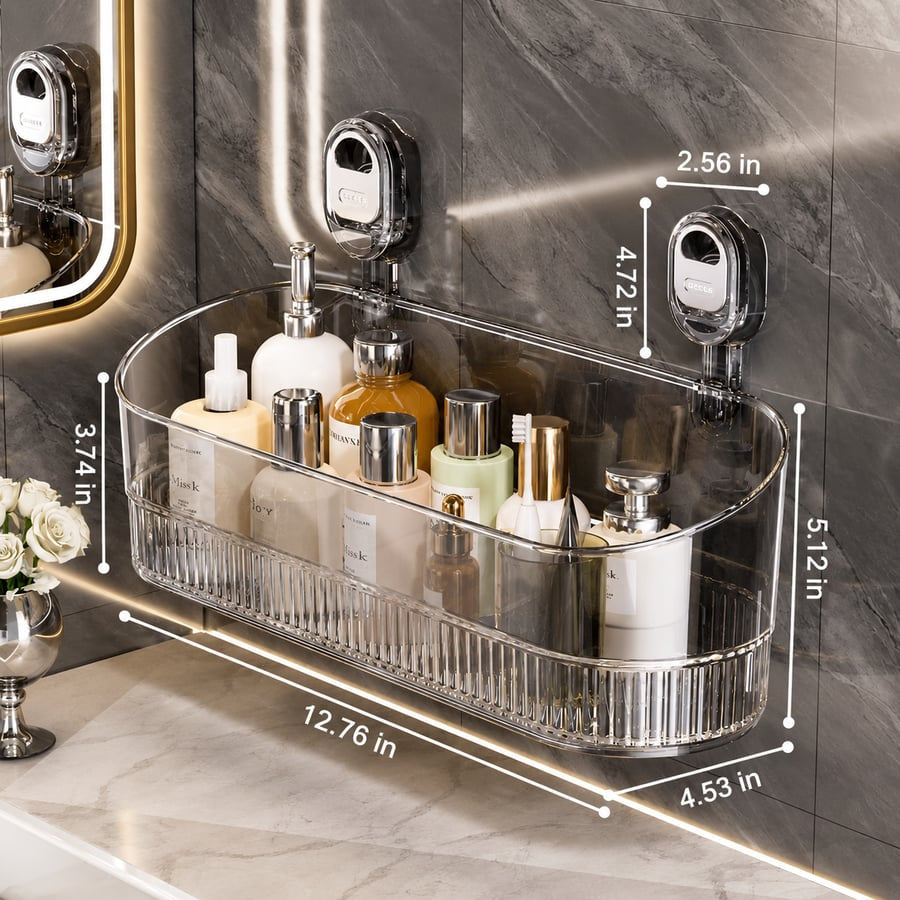 🛁✨ No-Drill Bathroom Storage Box – Strong Suction, Easy Install, More Space