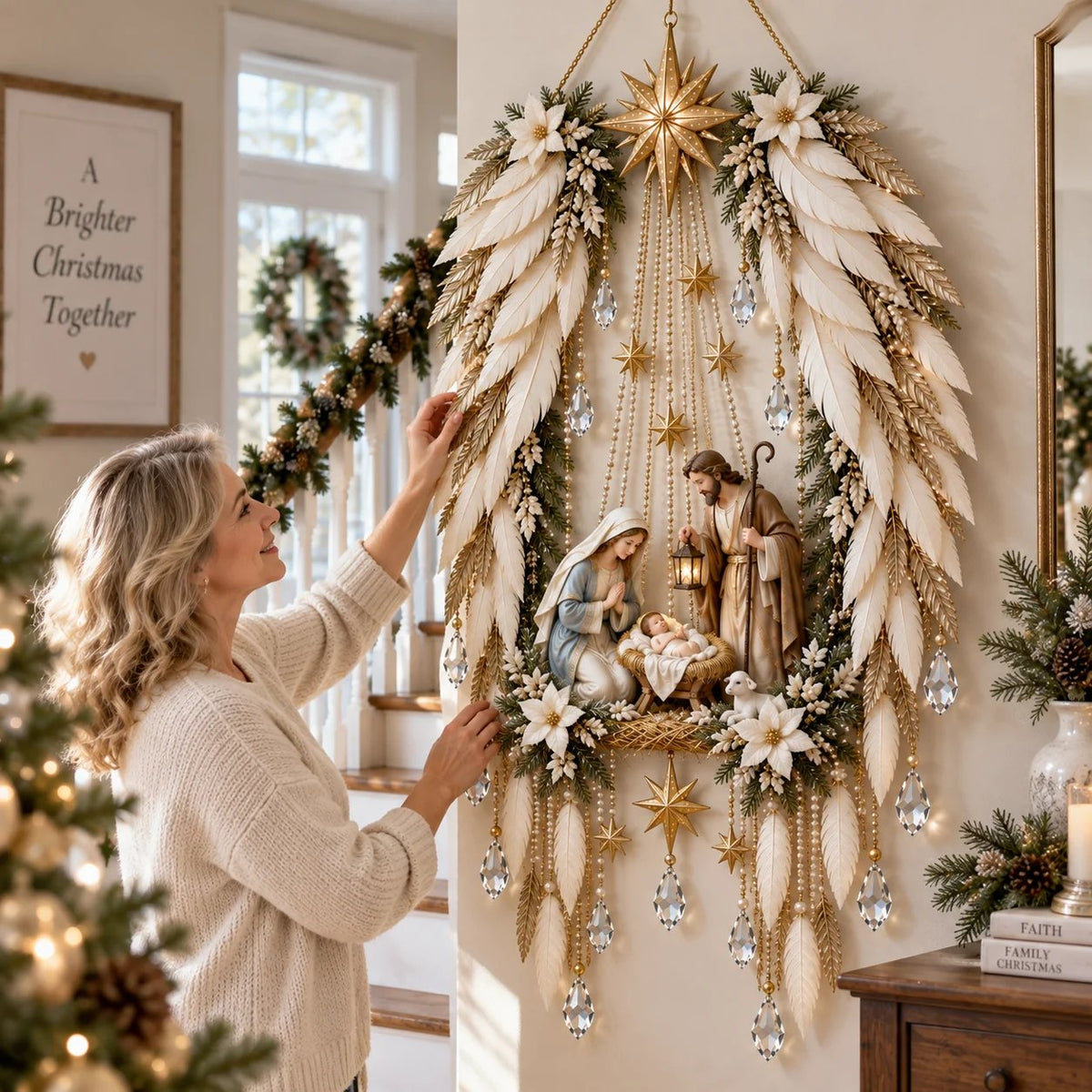 ✝️ Angel Wings of Faith – Lighted Nativity Christmas Decor