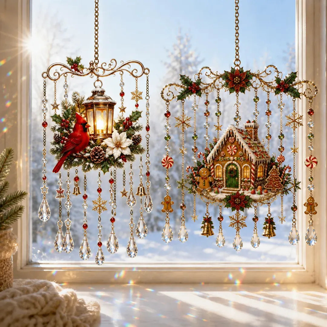 Handmade Christmas stained window decorations