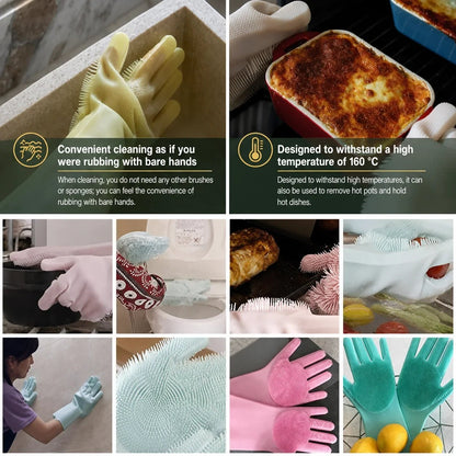 🧤 Silicone Scrubbing Gloves – Multipurpose Cleaning for Dishes & Pet Care