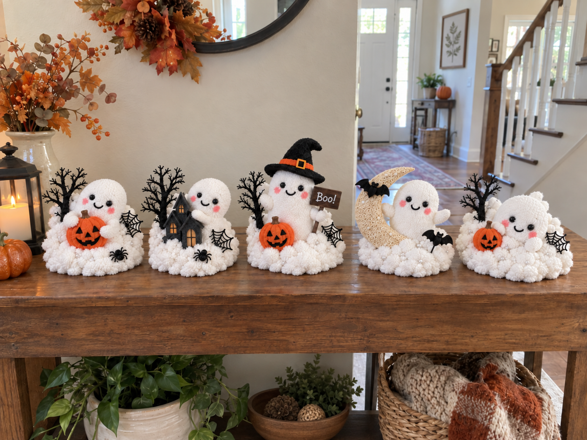 Glowing Ghost Staircase Decor – Cute Halloween Railing Accent