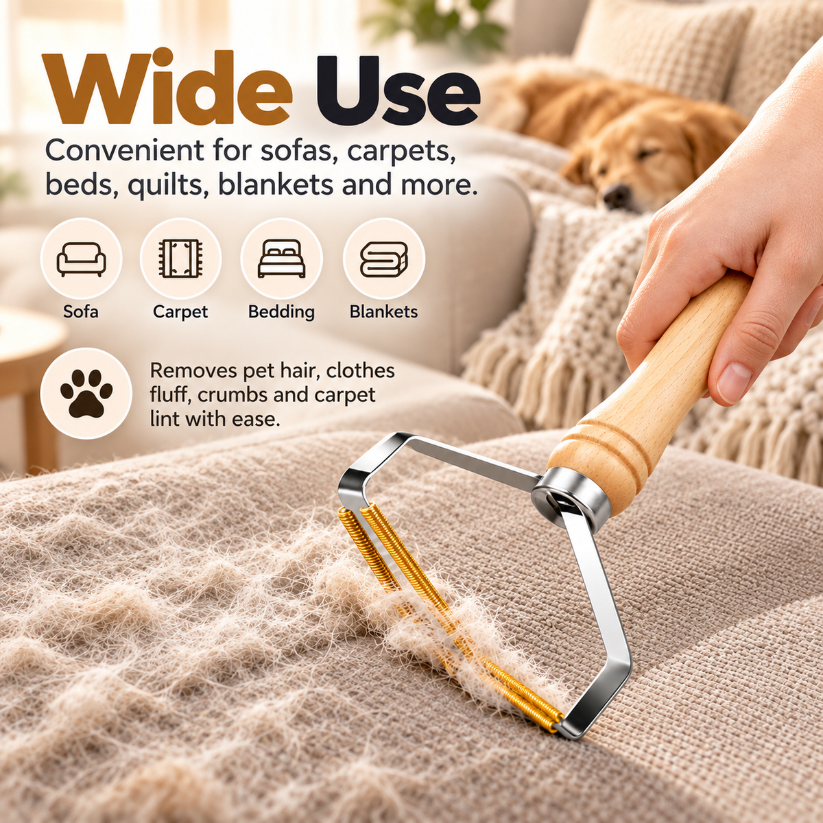 🐾 Reusable Pet Hair & Lint Sweeper – Manual Fabric Cleaner for Sofas, Rugs, Bedding, Clothes & Furniture