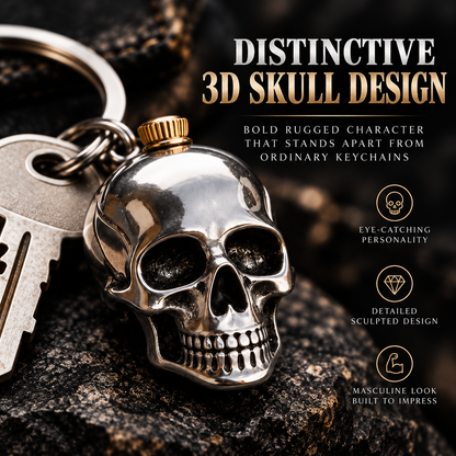 💀 Rugged Stainless Steel Skull Keychain – Bold Gothic EDC Accessory for Motorcycle Riders and Biker Gifts