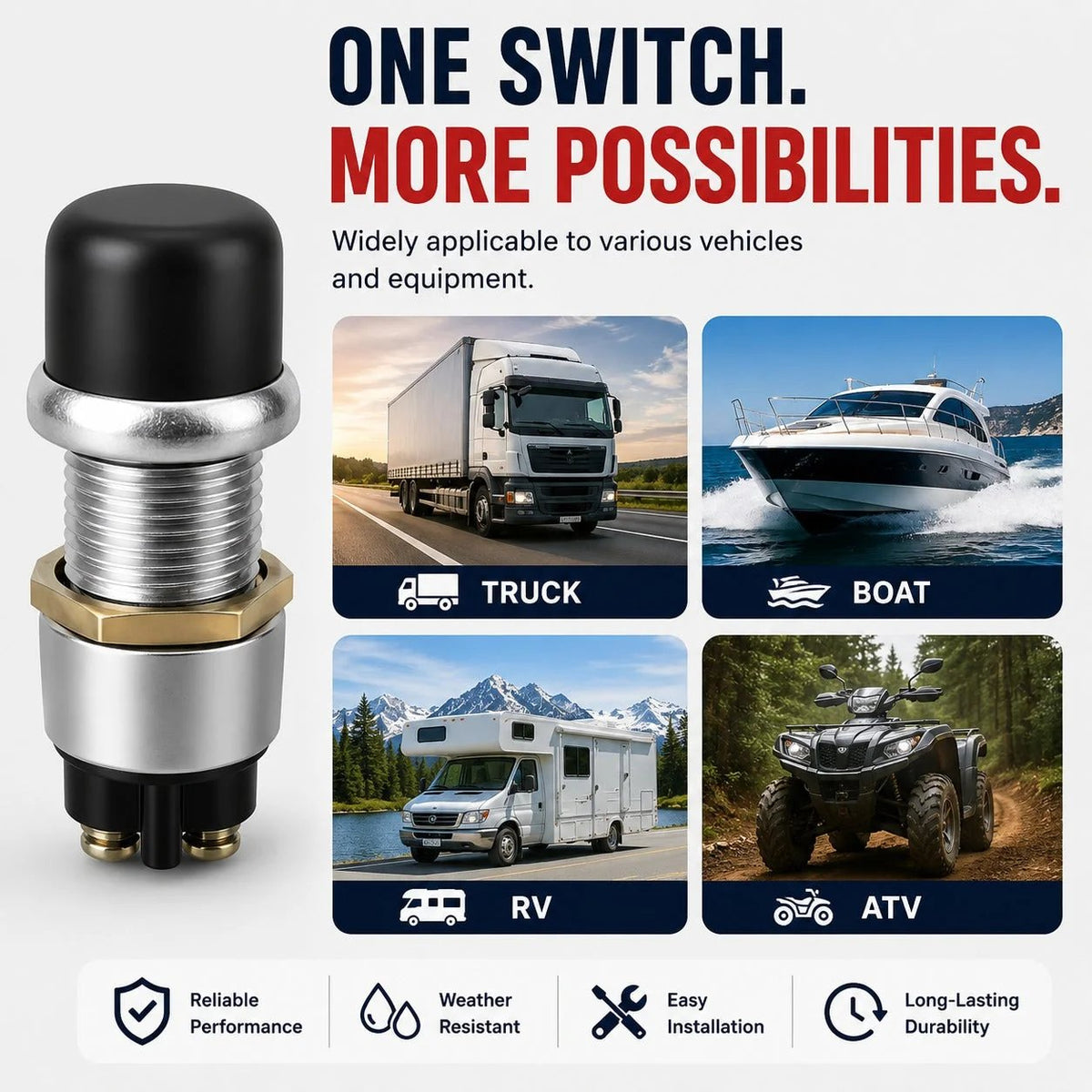 💯Heavy-Duty Engine Start Push Button Switch
