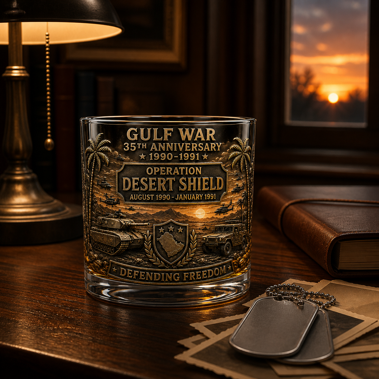 Gulf War 35th Anniversary Commemorative Whiskey Glass – Raised Tribute Barware