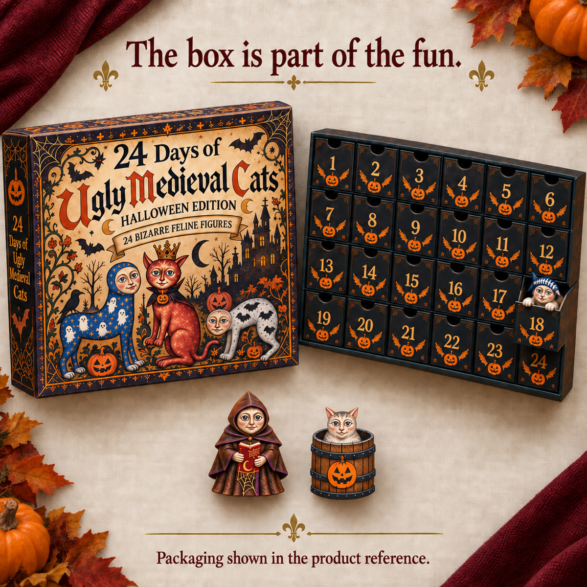 🐈🎃 24 Days of Ugly Medieval Cats – Halloween Advent Calendar with 24 Bizarre Cat Figures