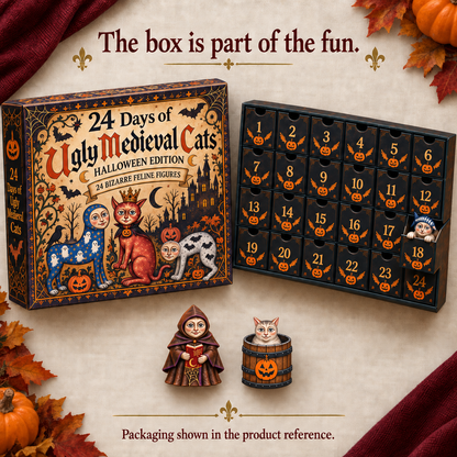 🐈🎃 24 Days of Ugly Medieval Cats – Halloween Advent Calendar with 24 Bizarre Cat Figures