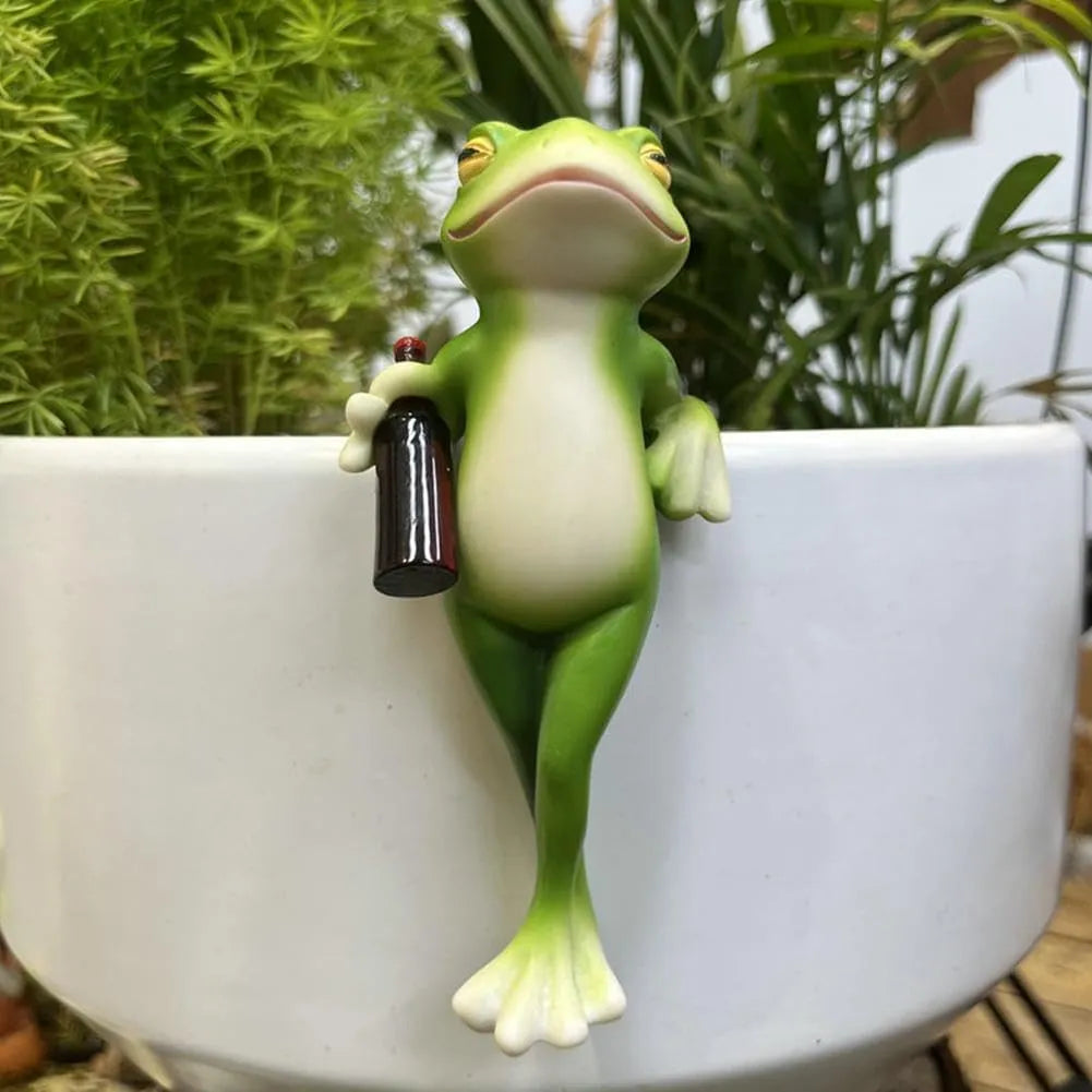 🐸Resin Frog Figurines Planter Decor - Whimsical Little Cute Frog Statue for Plant Pot