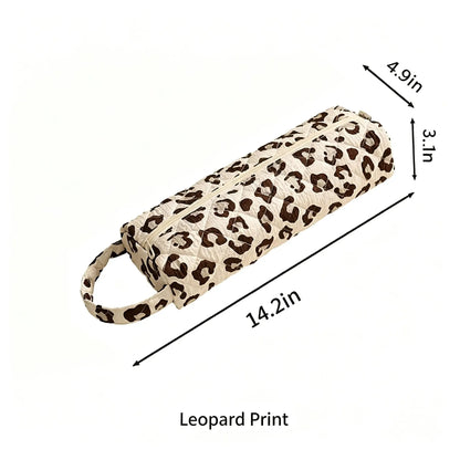 Quilted Travel Makeup Pouch 🎒 – Zippered Organizer with Carry Handle