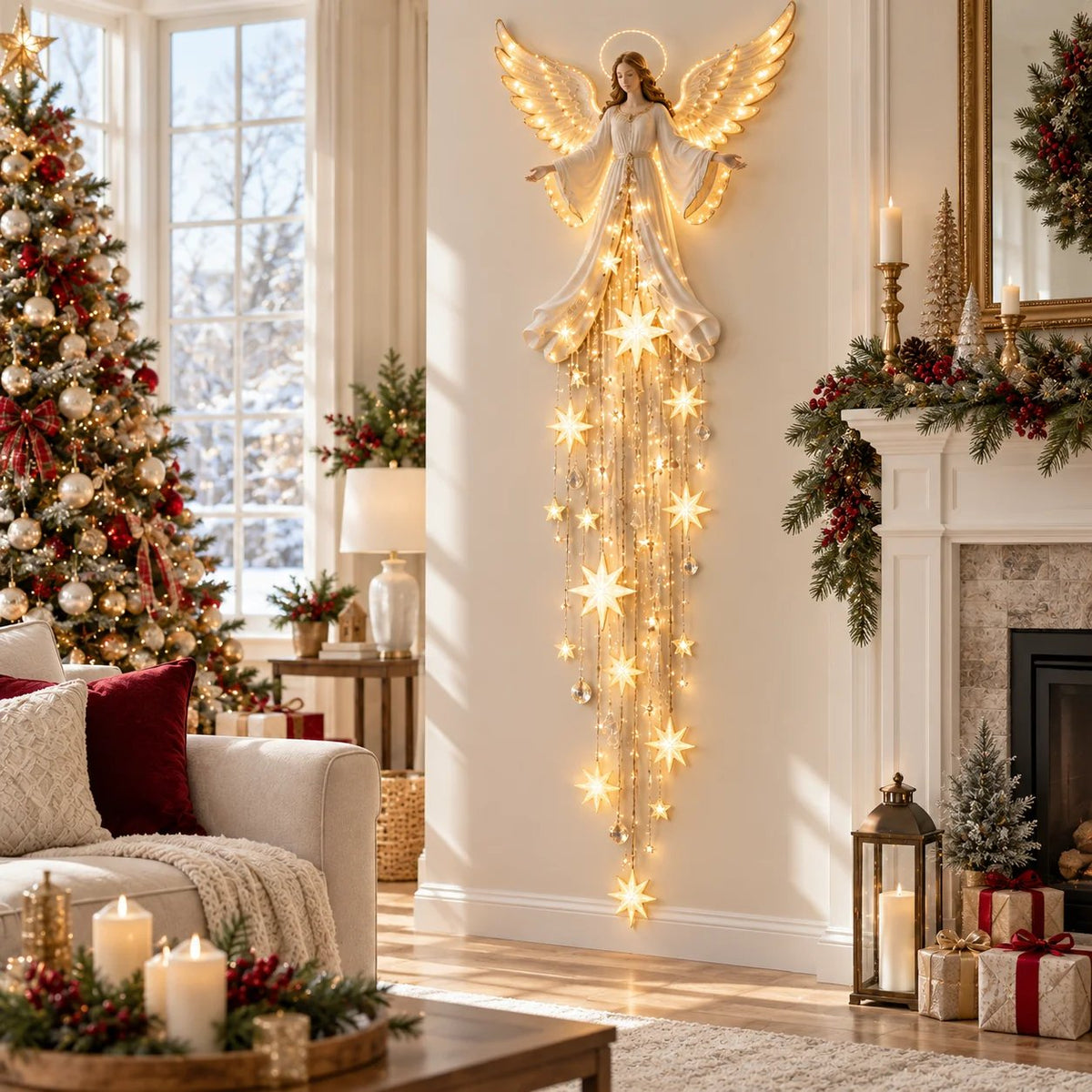 🔥Buy 2 Get 20% OFF🔥Angel Blessing Starfall Wall Light™ – Heavenly Christmas Wall Decor