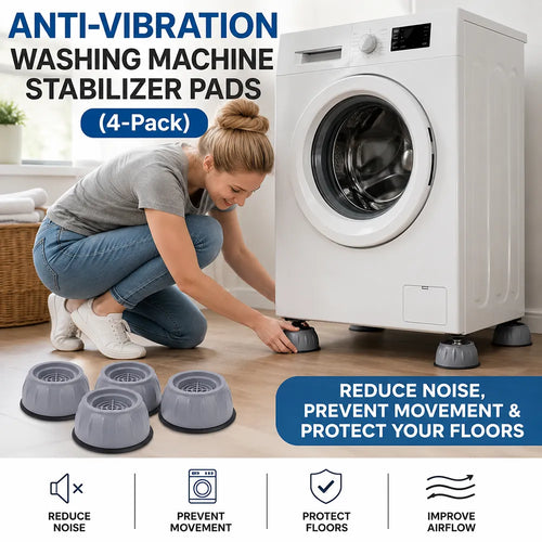 🧺 QuietGrip Washer Support Pads – 4-Piece Non-Slip Floor Protection Set