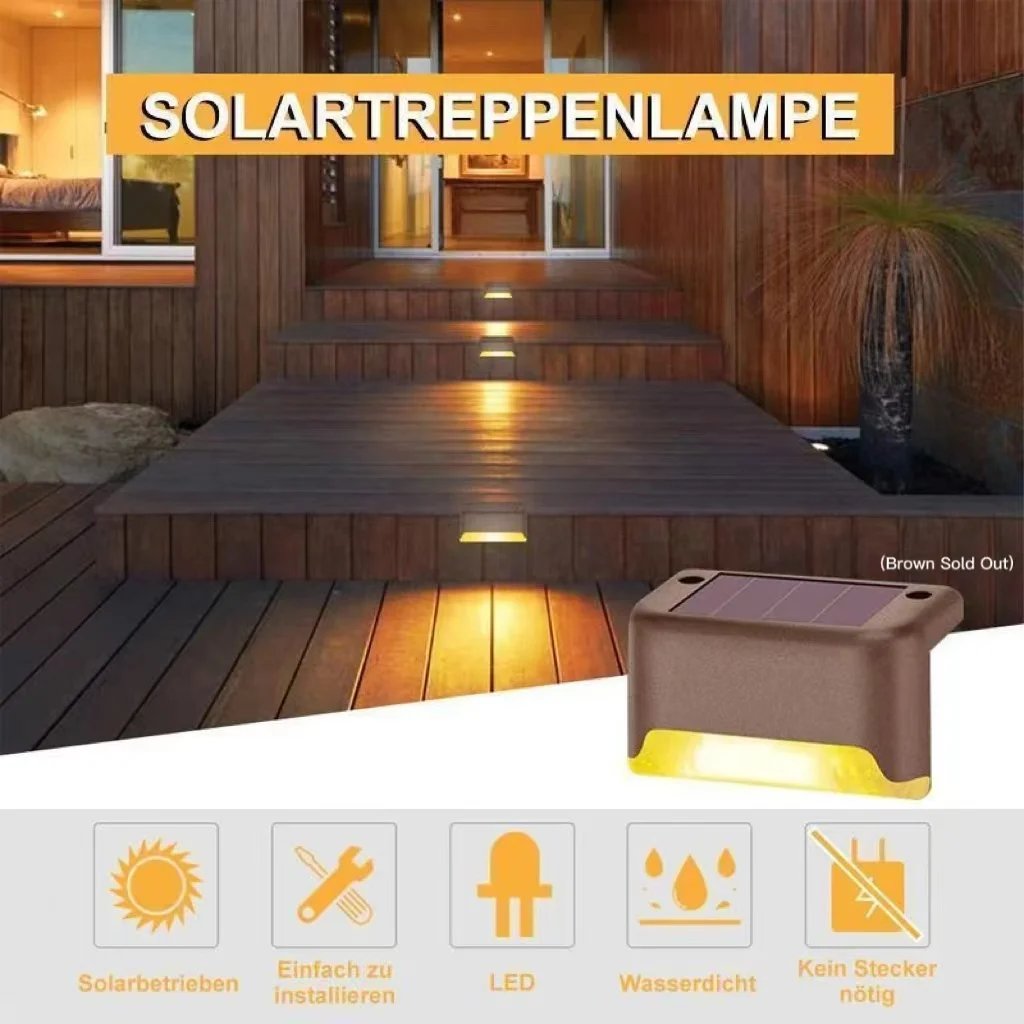 🌞 Solar LED Step & Pathway Lights – Weatherproof Black Wall Lamps with Warm Glow | Buy 2, Get 2 Free 🔥