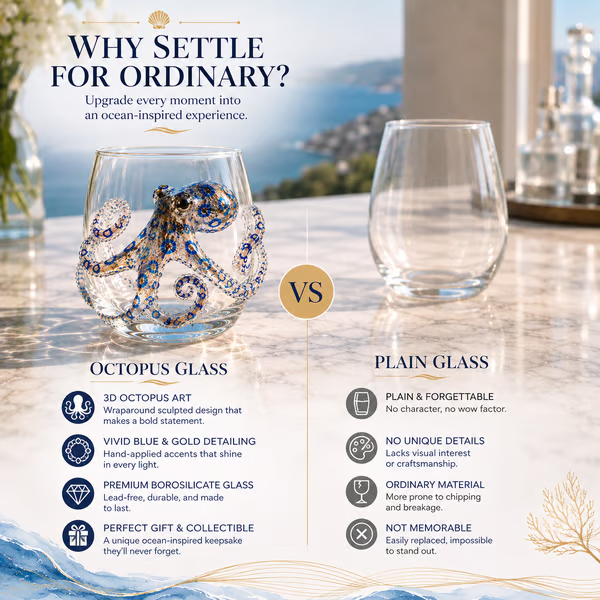 HOT SALE🌊 3D Ocean Animal Artisan Glassware Collection | For Fresher Sips, Sunlight-Catching Details, Coastal Elegance & Elevated Home Bar Vibes ✨