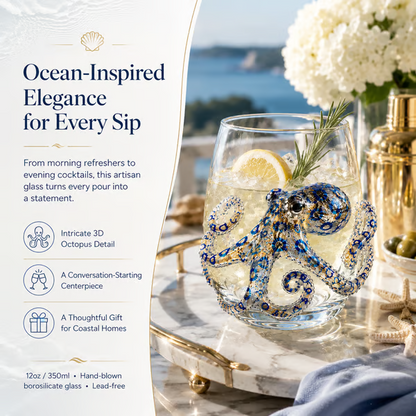 HOT SALE🌊 3D Ocean Animal Artisan Glassware Collection | For Fresher Sips, Sunlight-Catching Details, Coastal Elegance & Elevated Home Bar Vibes ✨