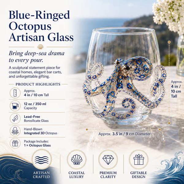 HOT SALE🌊 3D Ocean Animal Artisan Glassware Collection | For Fresher Sips, Sunlight-Catching Details, Coastal Elegance & Elevated Home Bar Vibes ✨