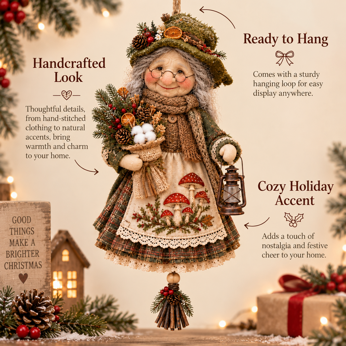 🍀 Handcrafted Lucky Grandma Comfort Doll – A Heartwarming Keepsake to Ease Worries & Bring Cozy Joy Home 🧶