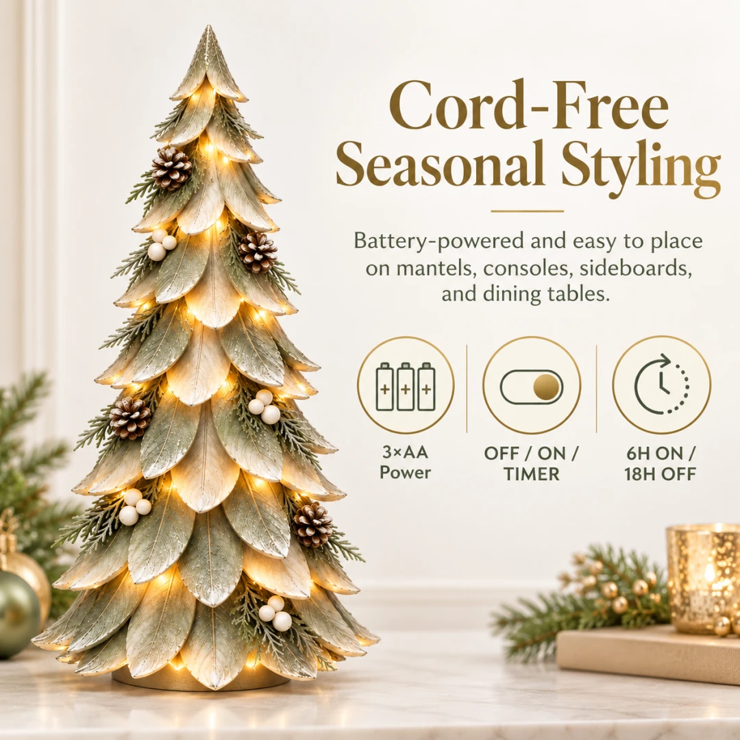 Winterleaf Glow Christmas Tree 🎄✨ – Lighted Winter Holiday Decor