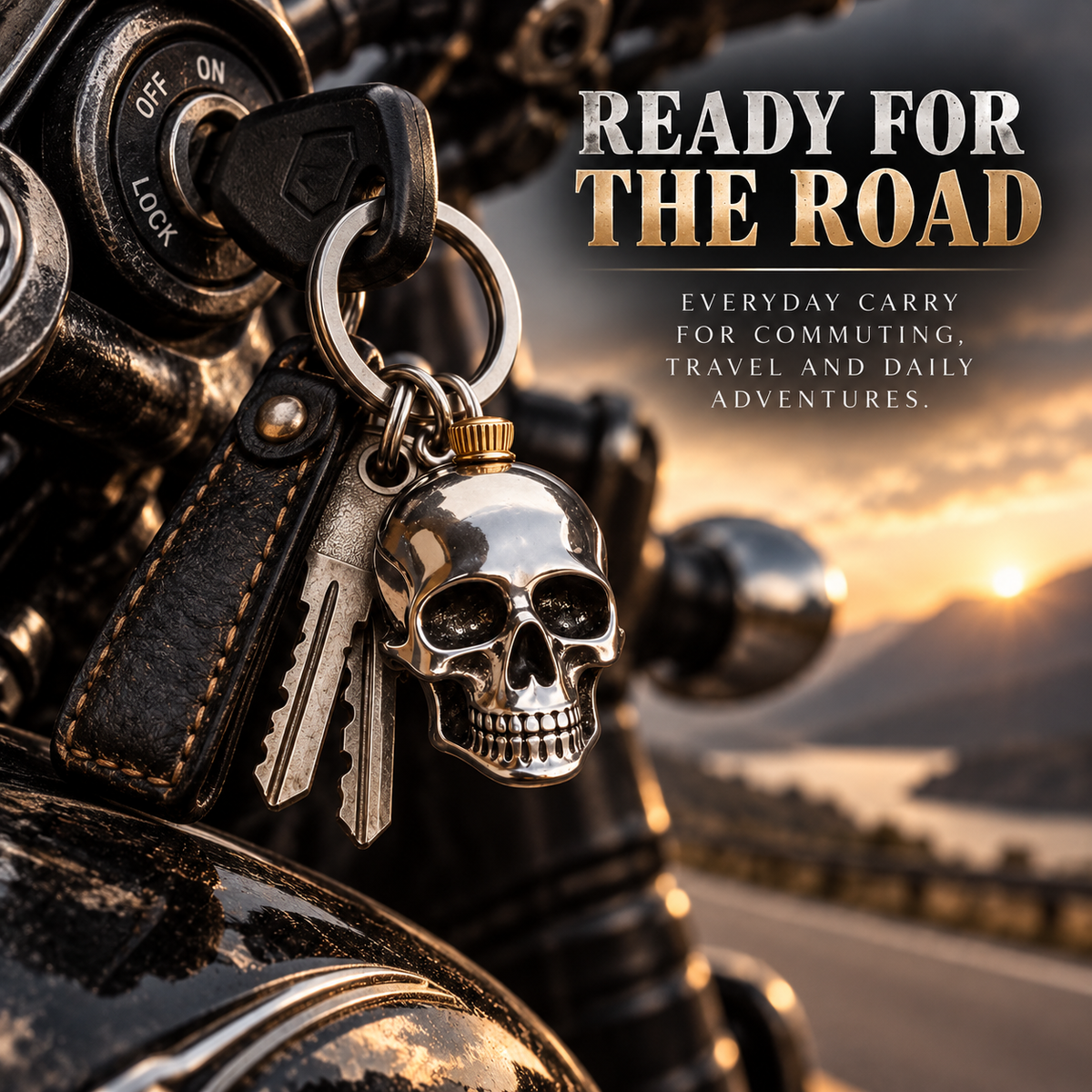 💀 Rugged Stainless Steel Skull Keychain – Bold Gothic EDC Accessory for Motorcycle Riders and Biker Gifts