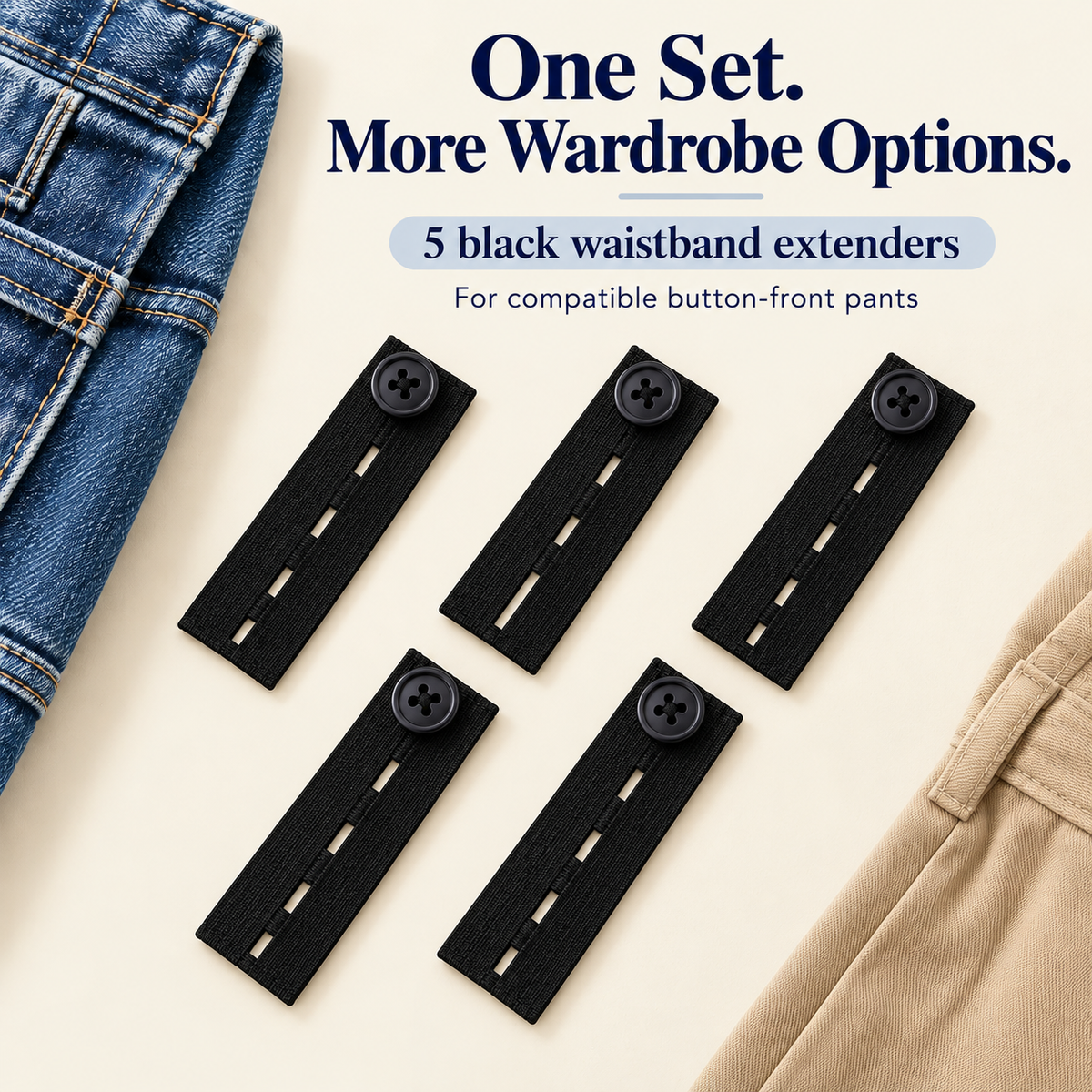 👖 5-Piece Waistband Extender Buttons – Adjustable Fit for Everyday Comfort