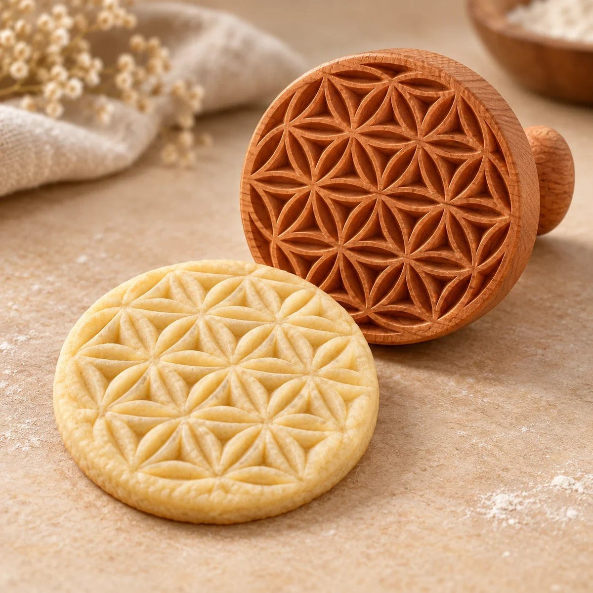 🎉Patterned Wood Cookie Embosser | Seasonal Party & Gift Cookie Prep