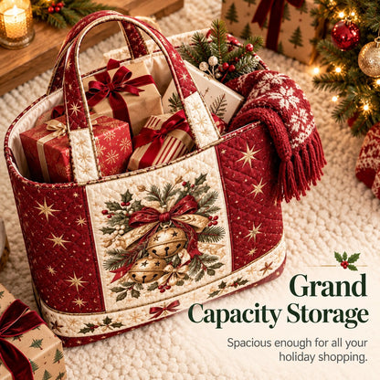 🎄❤️ Festive Quilted Shopper Bag – Spacious Holiday Carryall for Gifts & More