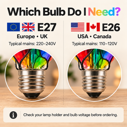 Stained Glass Rainbow LED Bulb – Colorful Ambient Mood Light for Any Lamp