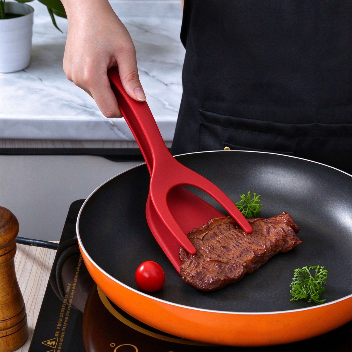 🍳 2-in-1 Spatula Tongs – Lightweight Nylon Cooking & Flipping Tool
